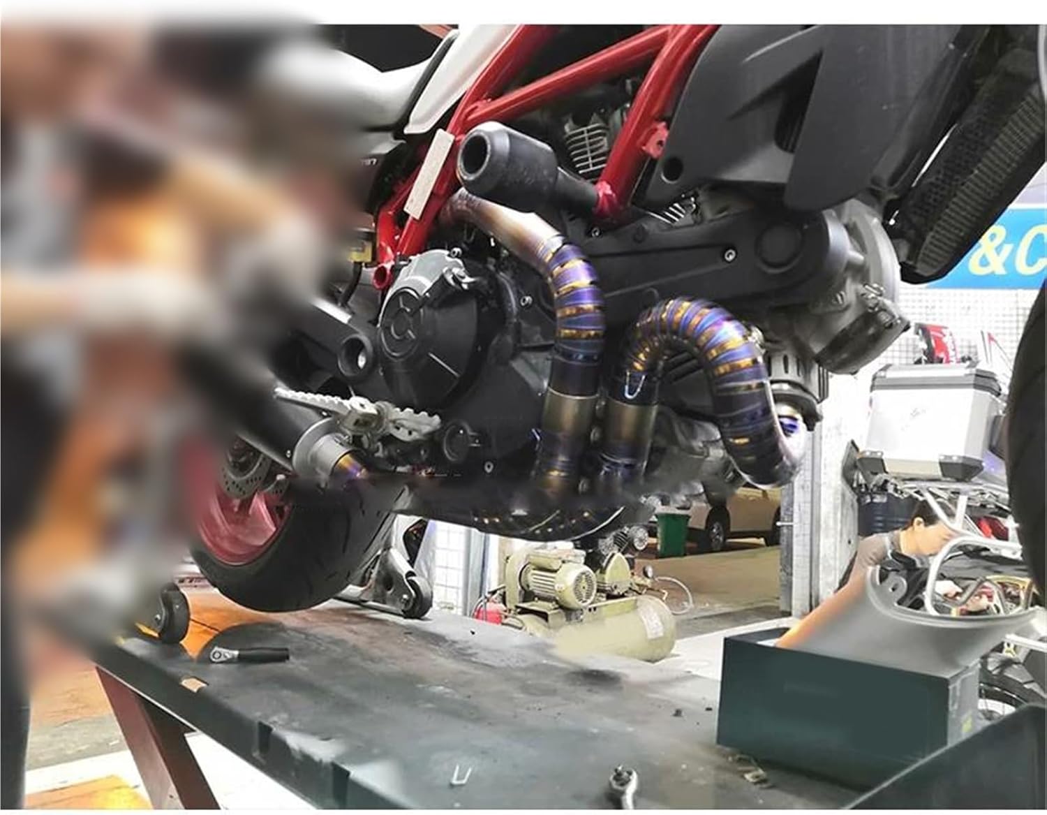 MKYOKO オートバイ排気システム 改造チタン合金リンクパイプ 51MM